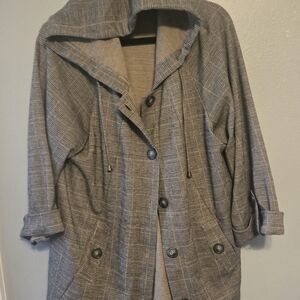 Christian Siriano Charcoal Checkered Trench Coat